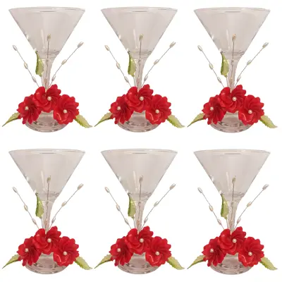  مجموعه ظروف هفت سین 6 پارچه مدل گیلاس طرح گل چیپسی کد 03