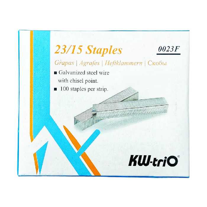 سوزن منگنه کی دبلیو تریو مدل صحافی سایز 23/15 بسته 100 عددی