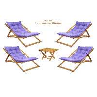 صندلی کمپ بنفش کمپینگ Misty Sezlonk مجموعه Balcone Set Tosing 4 Sezlont 1Sehpa HUNDEMİR