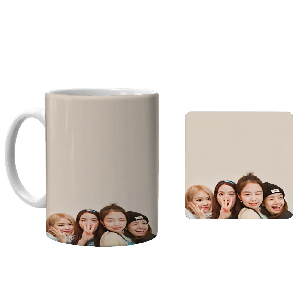 ماگ طرح بلک پینک کد xp109 به همراه زیرلیوانی