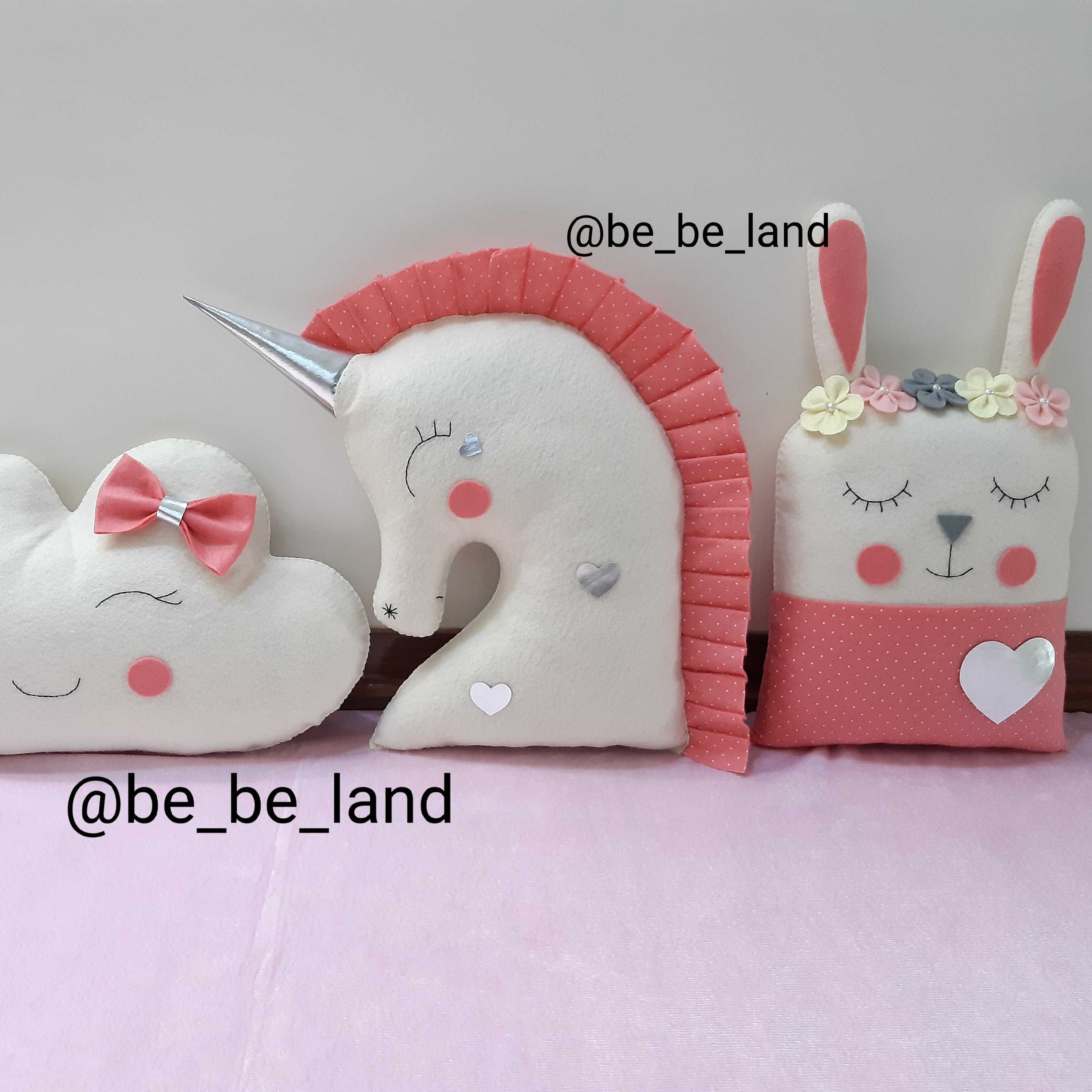 کوسن های عروسکی تخت کودک طرح تکشاخ و ابر و خرگوش