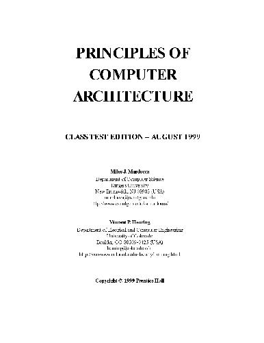 خرید و دانلود نسخه کامل کتاب Principles Of Computer Architecture