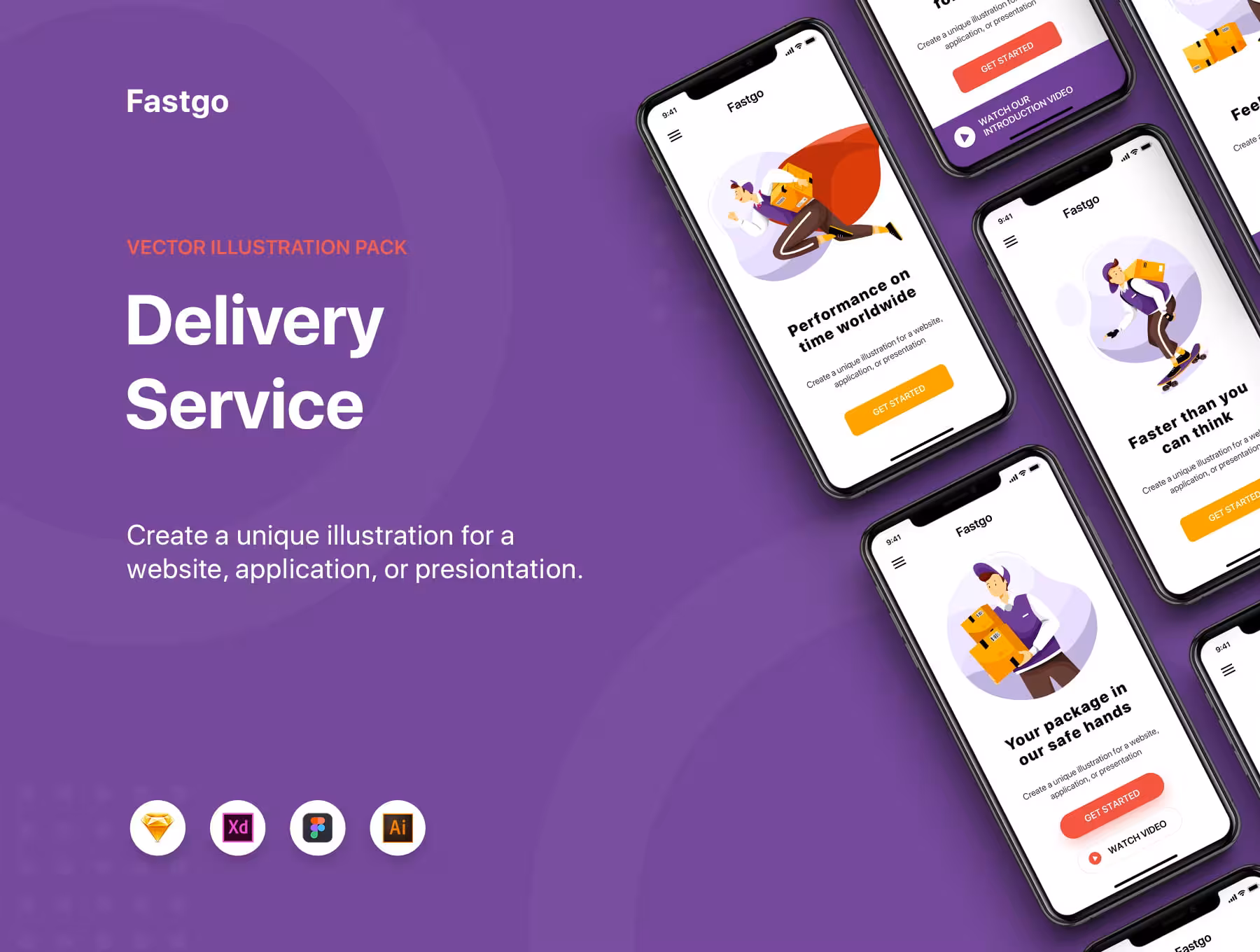 دانلود طرح لایه باز اپلیکیشن پیک و دلیوری FASTGO