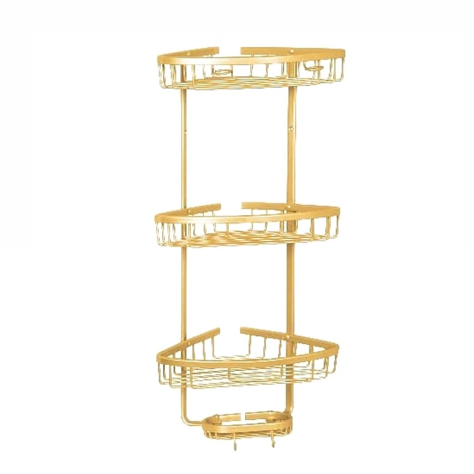 کنج 3 طبقه حمام آلومینیومی طلایی