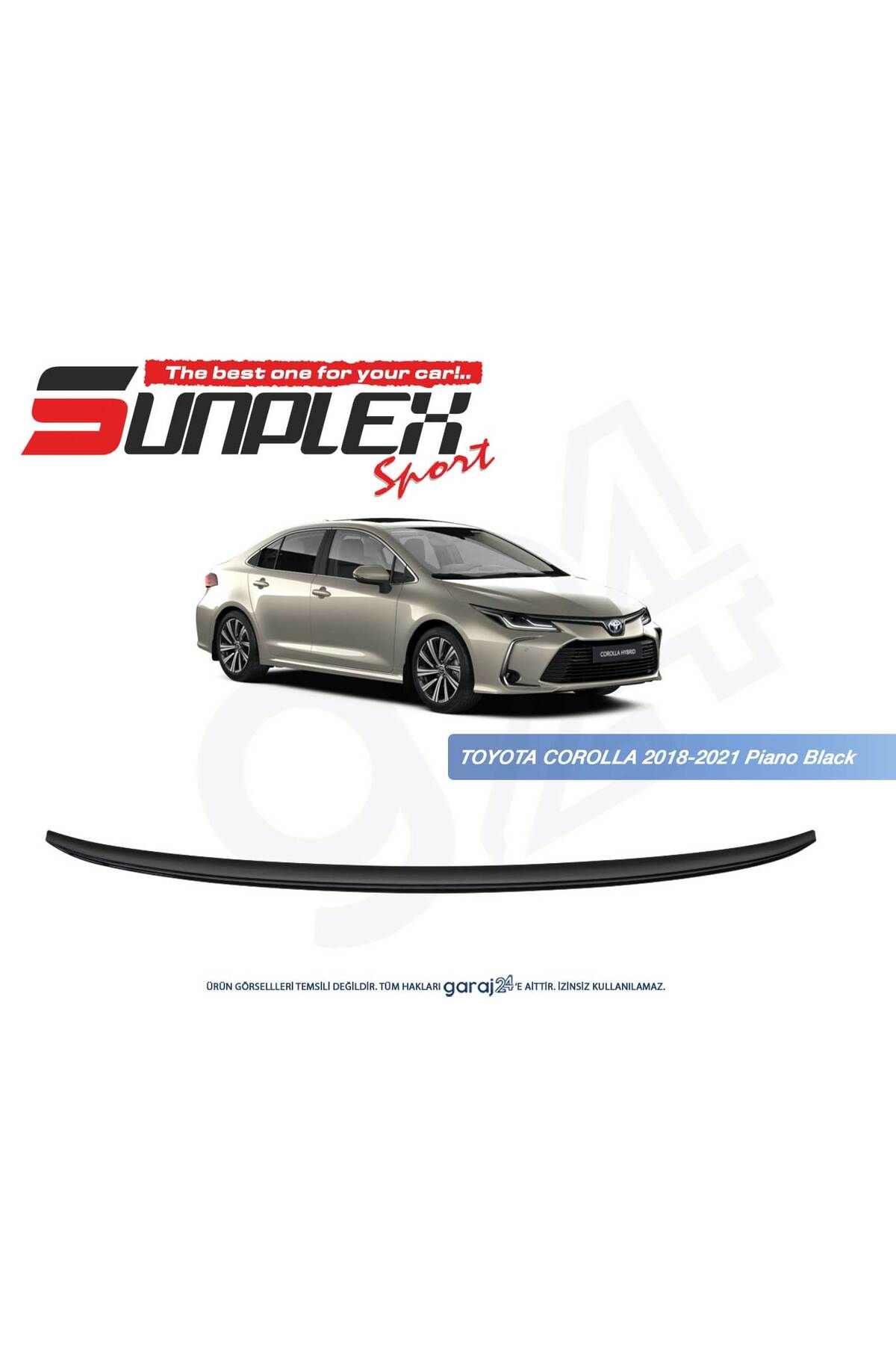 بادگیر خودرو TOYOTA COROLLA 2019 2023 SPOILER PIANO مشکی چاپ تزریق SUNPLEX