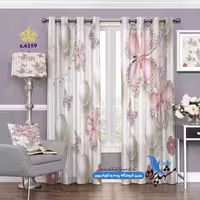 پرده پانچ گلدار طرح گل و مروارید کد s-6159