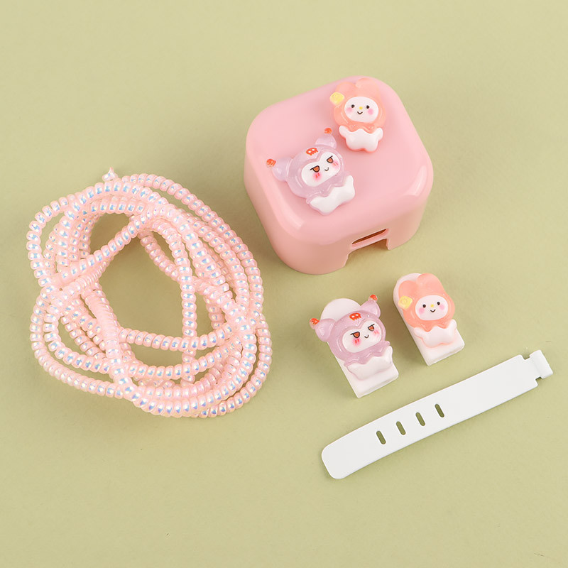 ست محافظ کابل و کلگی شارژر آیفون صورتی کد 2