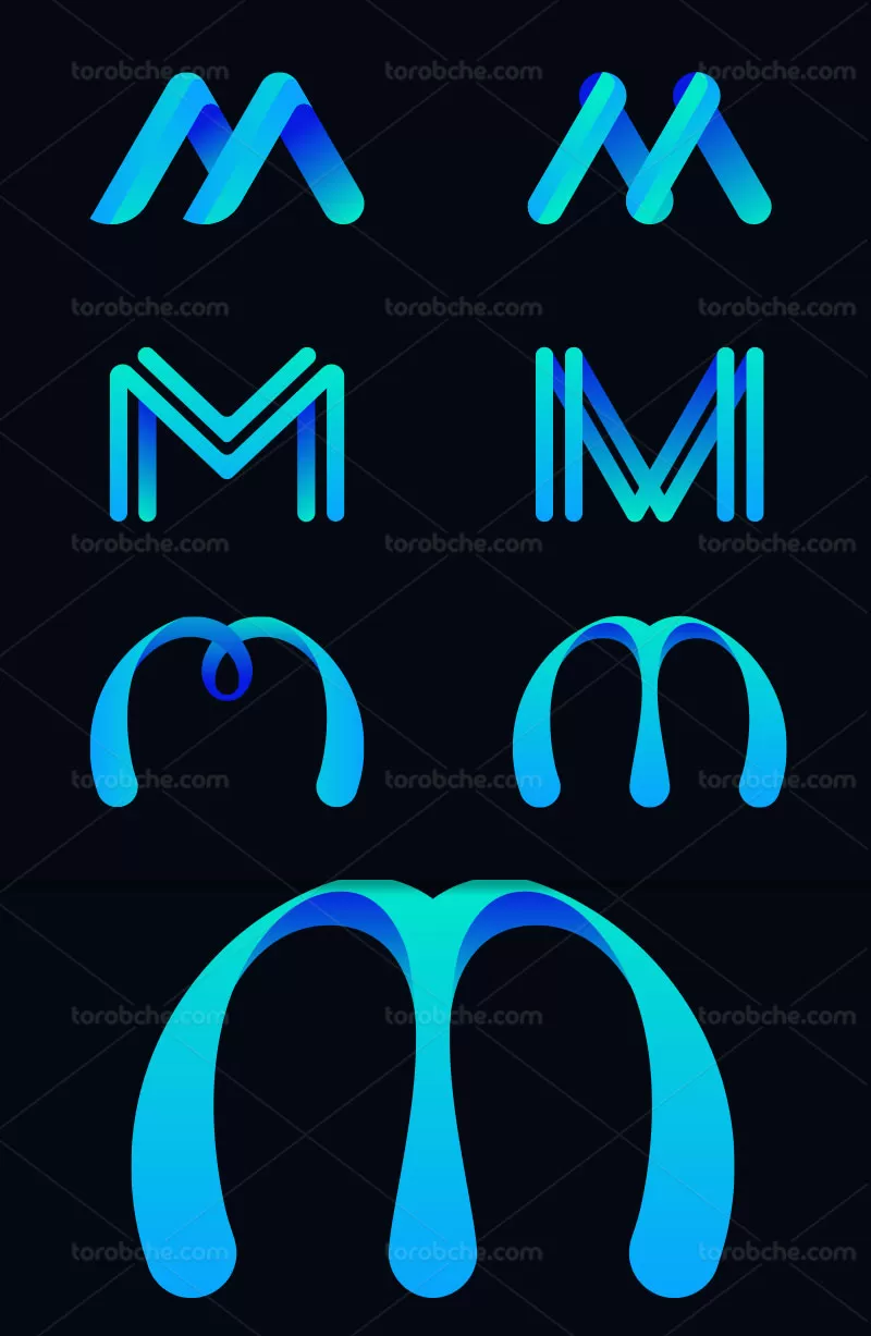 وکتور لوگو M آبی | گرافیک با طعم تربچه