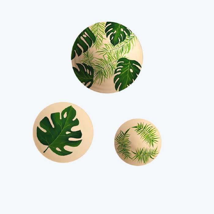 بشقاب دیوارکوب سفالی طرح برک مجموعه 3عددی