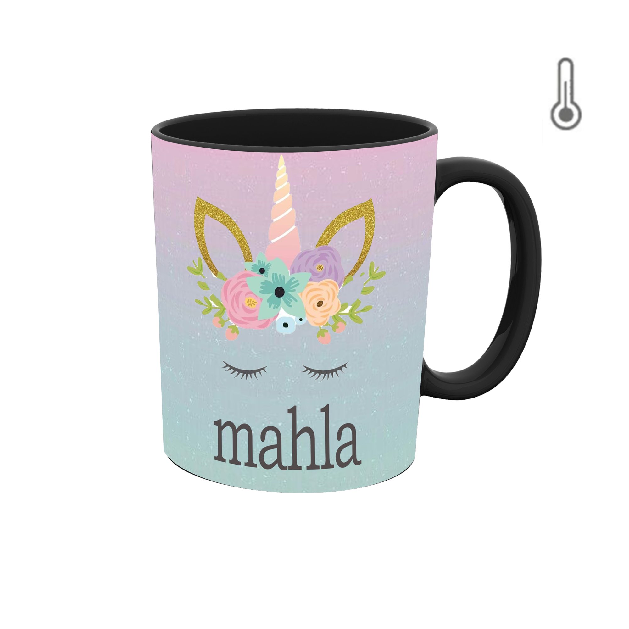 ماگ حرارتی طرح اسم مهلا مدل unicorn