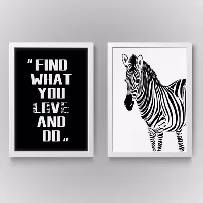 تابلو مدل دکوراتیو Zebra انگیزشی کد N173 مجموعه 2 عددی