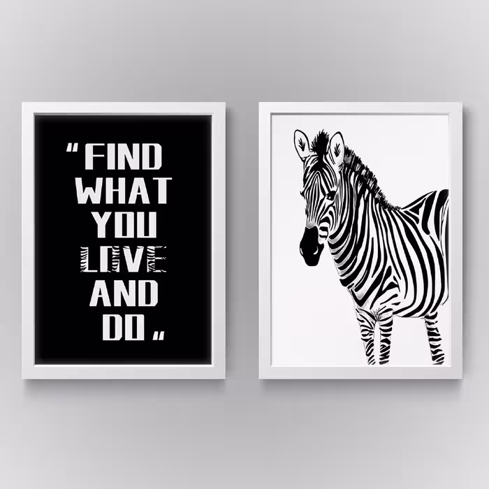 تابلو مدل دکوراتیو Zebra انگیزشی کد N173 مجموعه 2 عددی