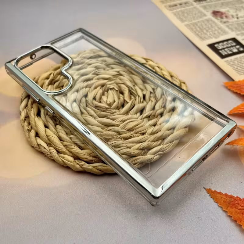 قاب گوشی Galaxy S23Ultra سامسونگ FASHION CASE اورجینال شفاف طلقی شیشه ای نقره ای