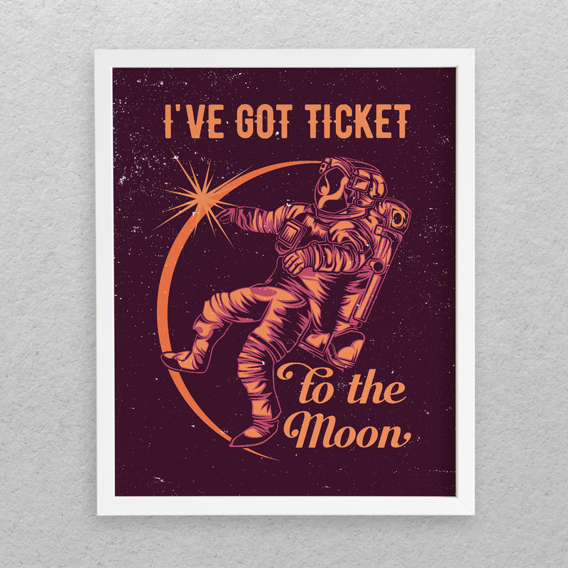 تابلو مدل دکوراتیو طرح فضانورد و ماه کد 665 | دنیای قاب