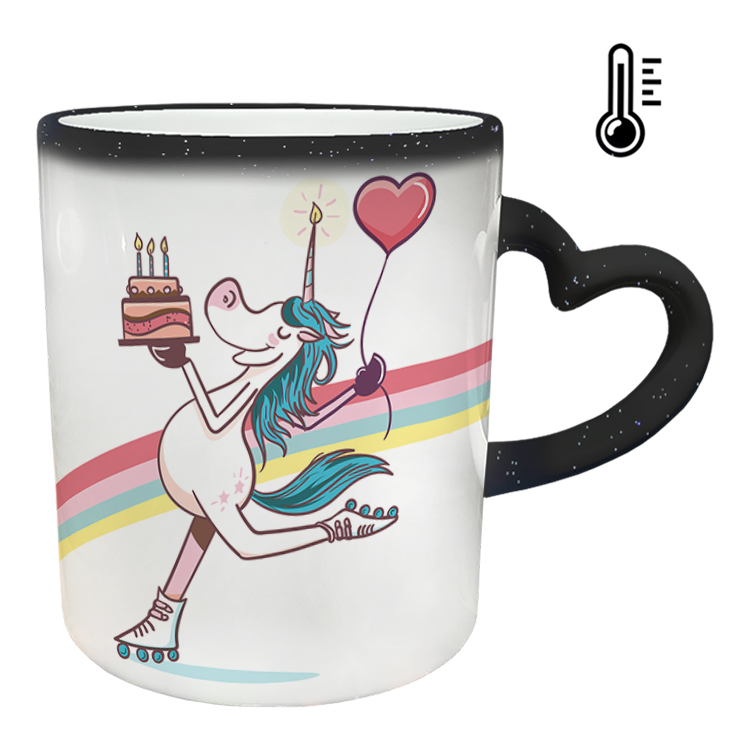 ماگ حرارتی مدل دسته قلبی اکلیلی طرح یونیکورن کد 17