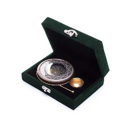 ظرف زعفران مدل مخمل به همراه هاون