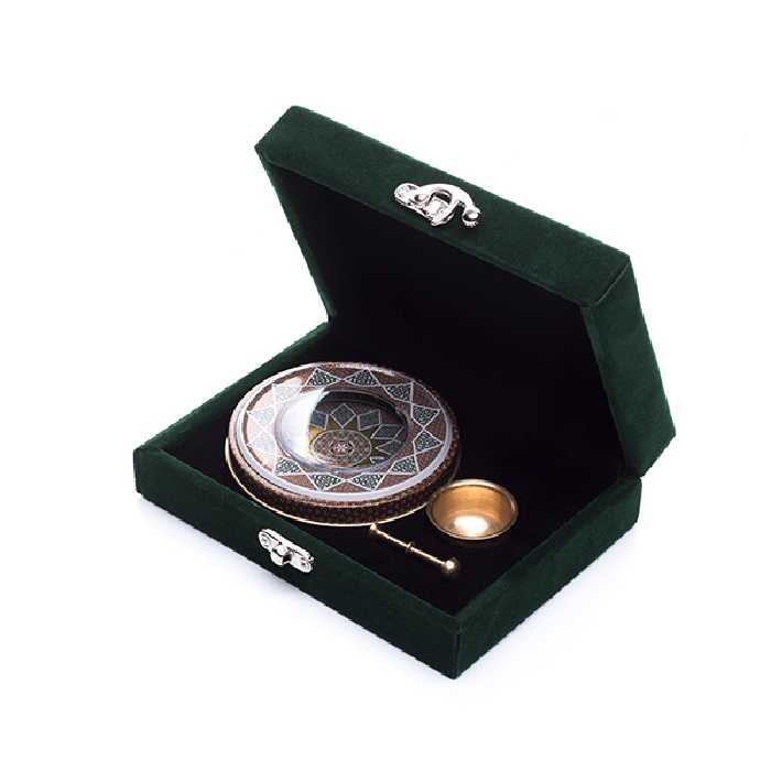 ظرف زعفران مدل مخمل به همراه هاون