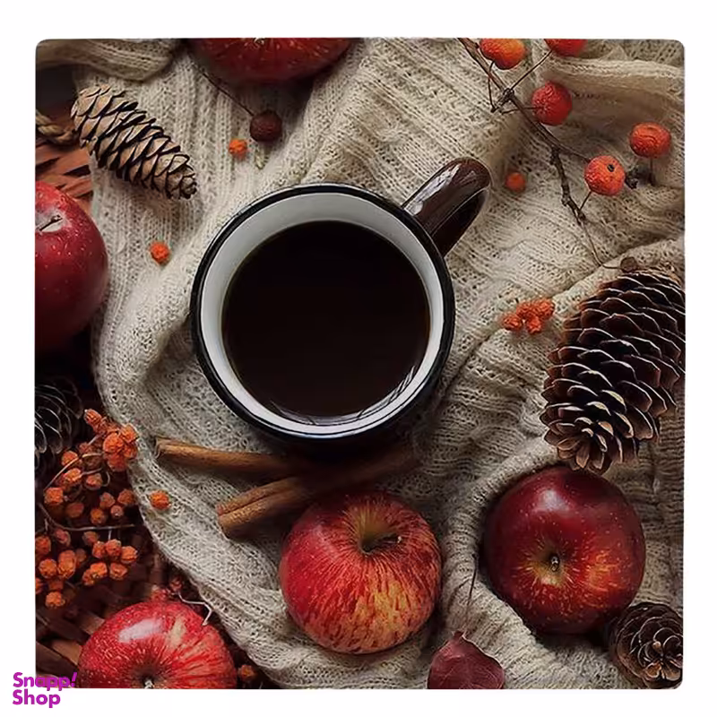زیر لیوانی طرح فنجان قهوه و سیب ها کد 5353156_3926