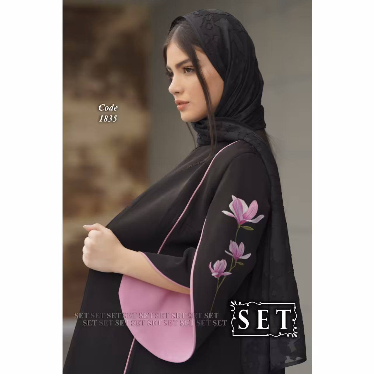 مانتو مجلسی برند set مدل لوتوس کد 1835 رنگ کالباسی چرک
