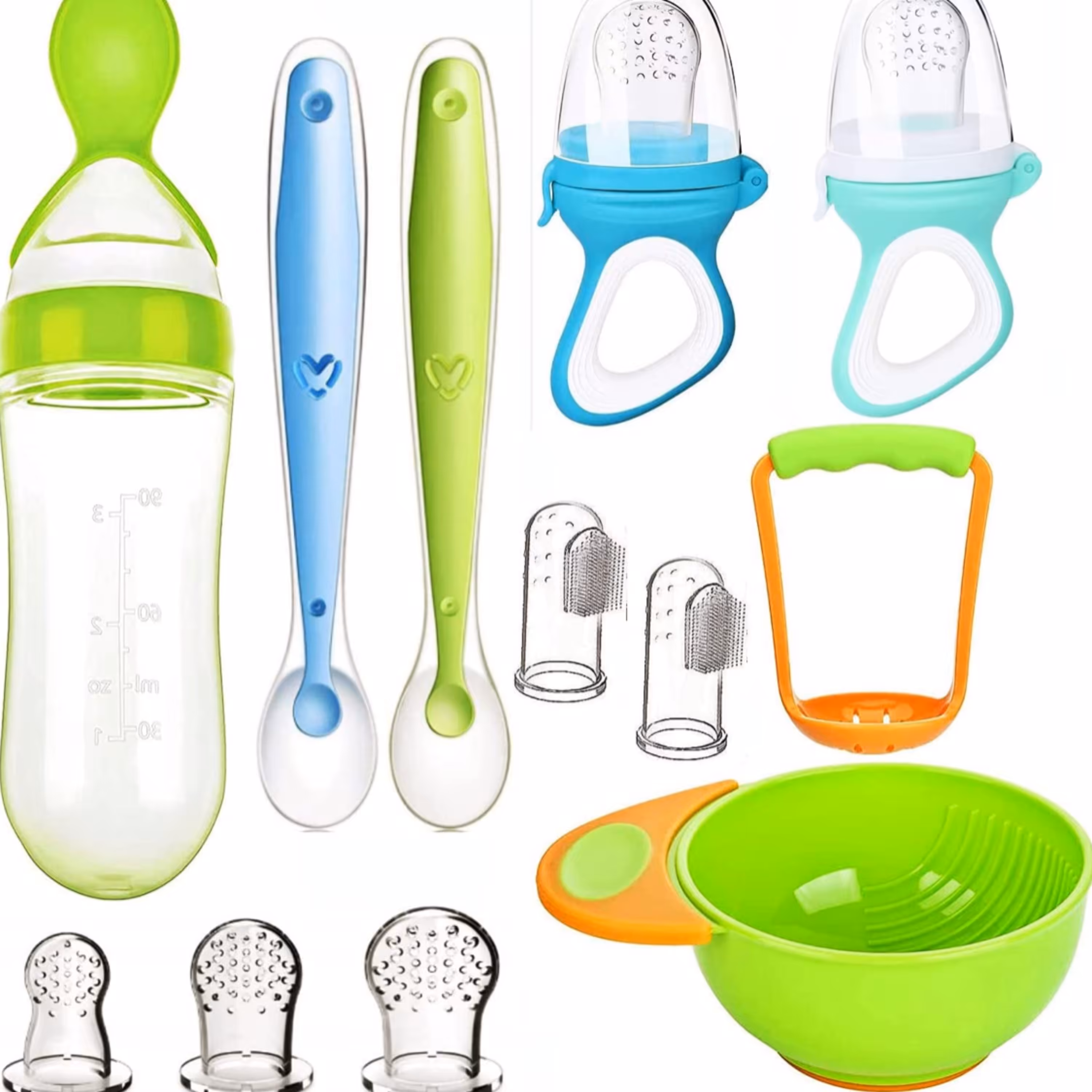 پک شماره 1 آغاز غذای کودک 12 تکه از صفر ماهگی شامل سرلاک خوری  فیدر قاشق 