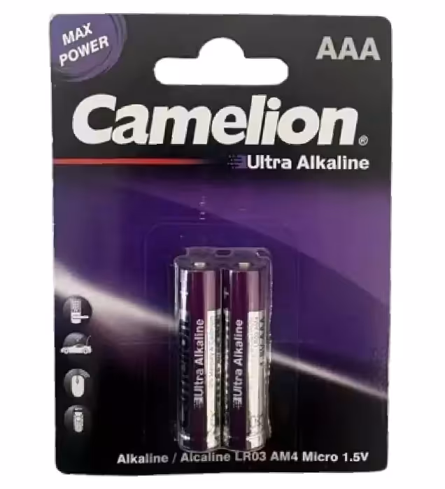 باتری نیم قلمی کملیون مدل Ultra Alkaline LR03-BP2UT  بسته 2 عددی