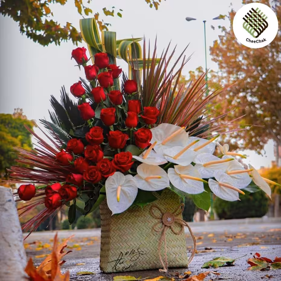 گلدان حصیری چهارگوش ارتفاع 25-20 سانت