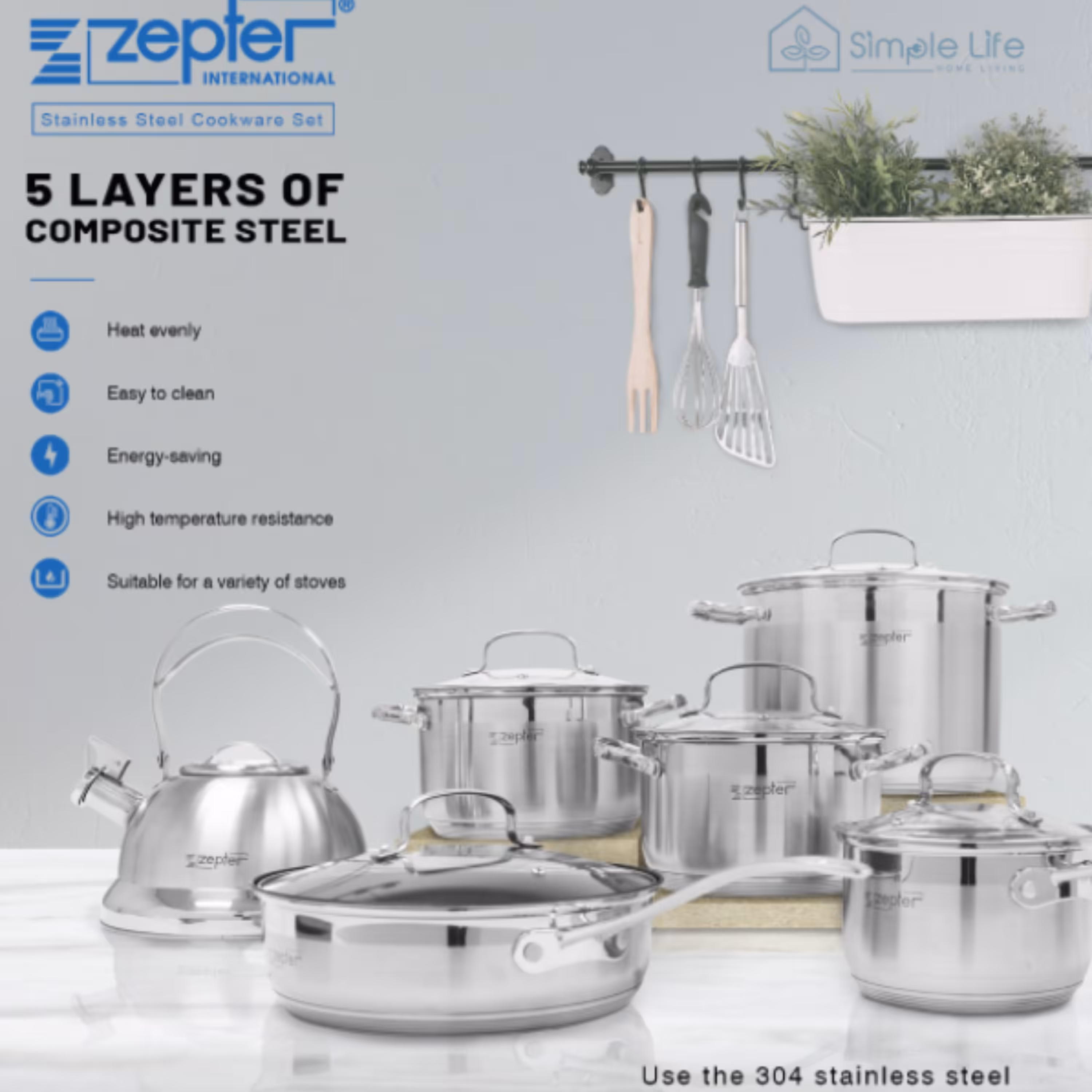 سرویس 12 پارچه قابلمه های استیل زیپتر آلمان (اصل)