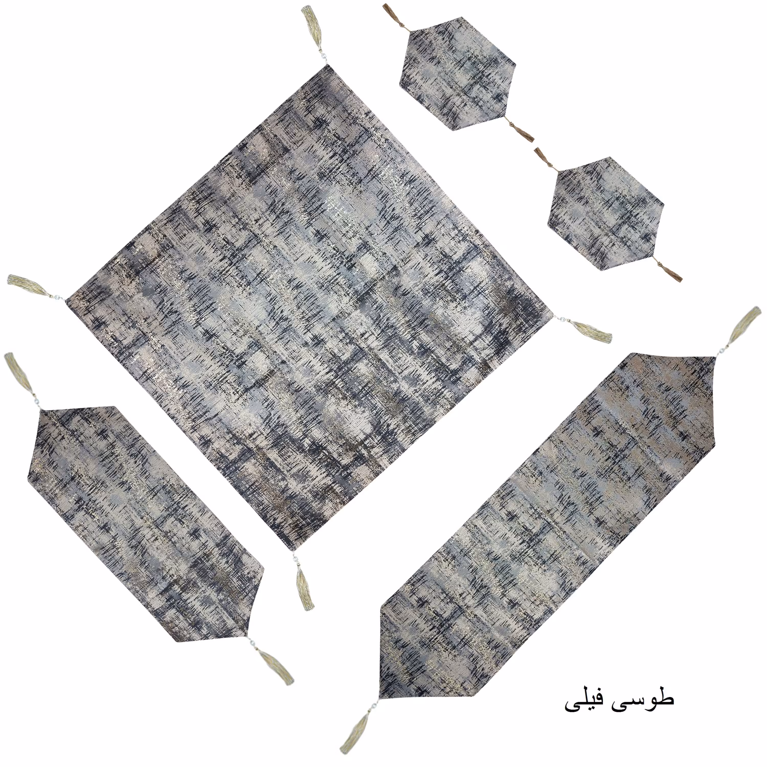 سرویس 5 تکه رومیزی و جلومبلی پارچه پتینه