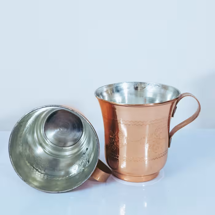 2 عدد  لیوان مسی لاله ای طرحدار   و نانو شده  (فوق العاده باکیفیت)