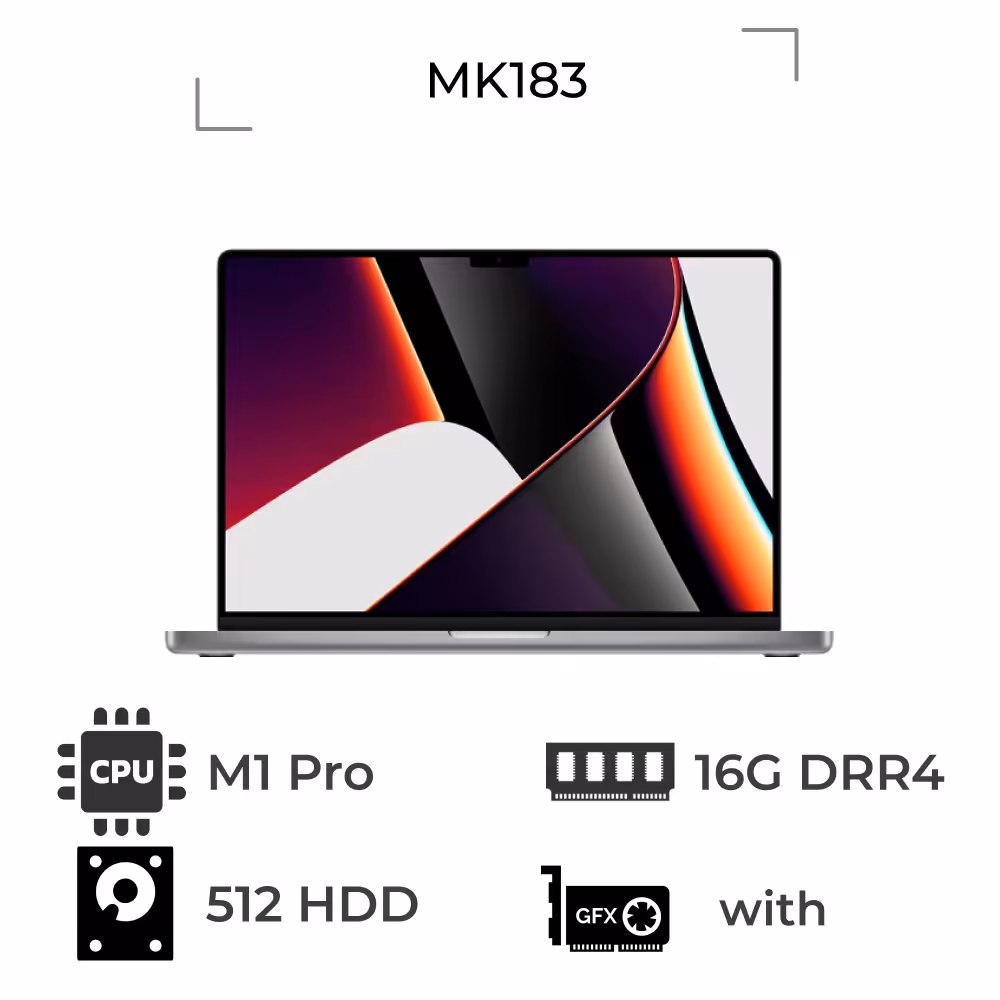 مک بوک 16 اینچی اپل مدل MacBook M1 Pro MK183 2021 ظرفیت 512گیگابایت