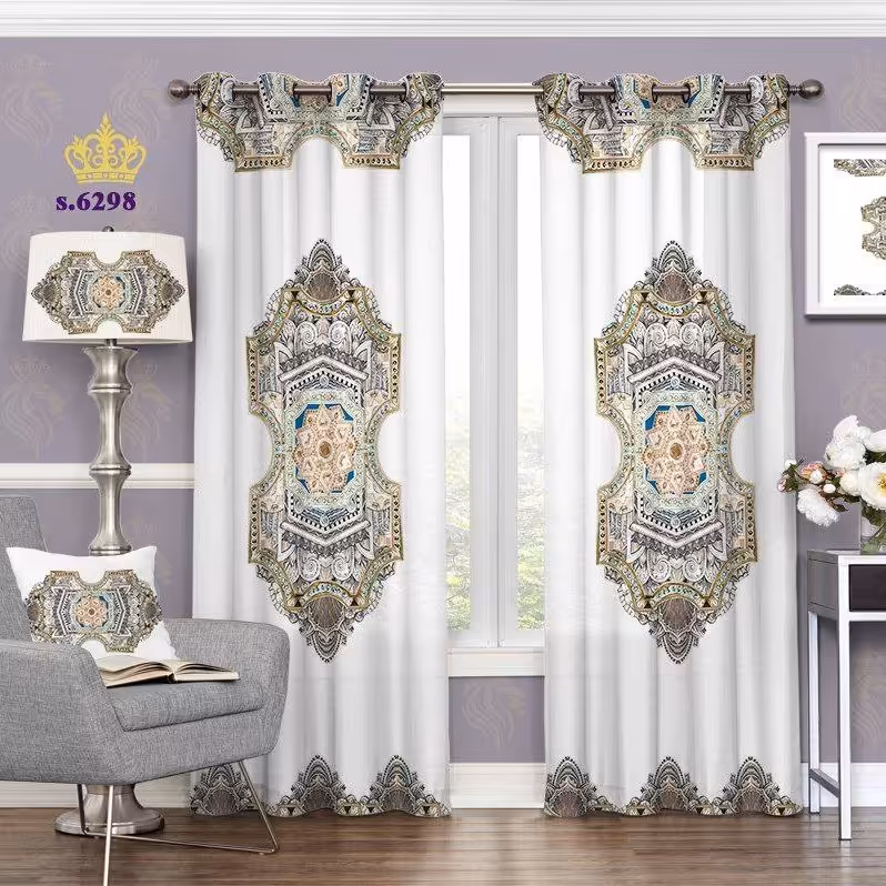 پرده پذیرایی دو قواره طرح اسلیمی کد S6298