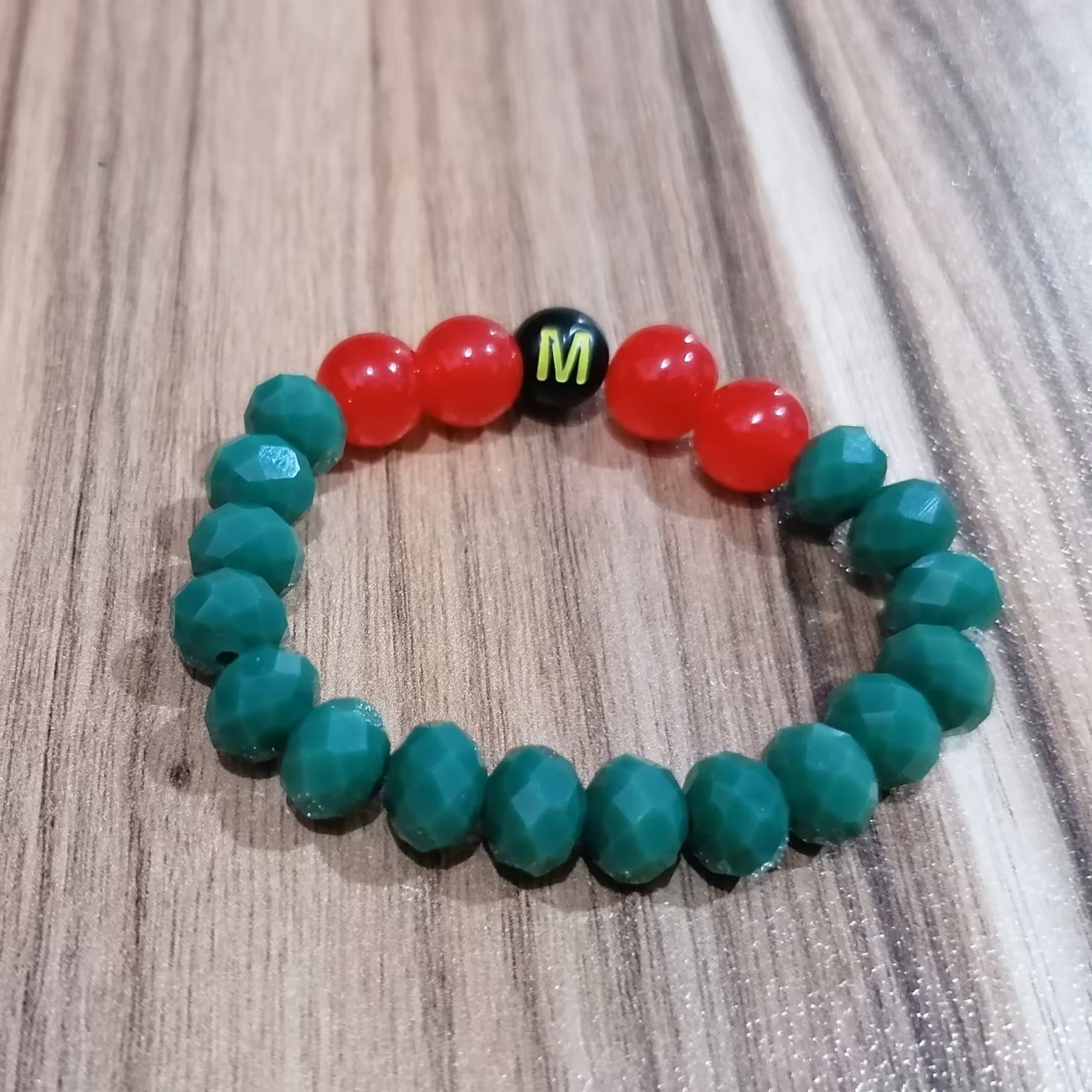 دستبند اسمی با مهره کریستال و آبرنگی