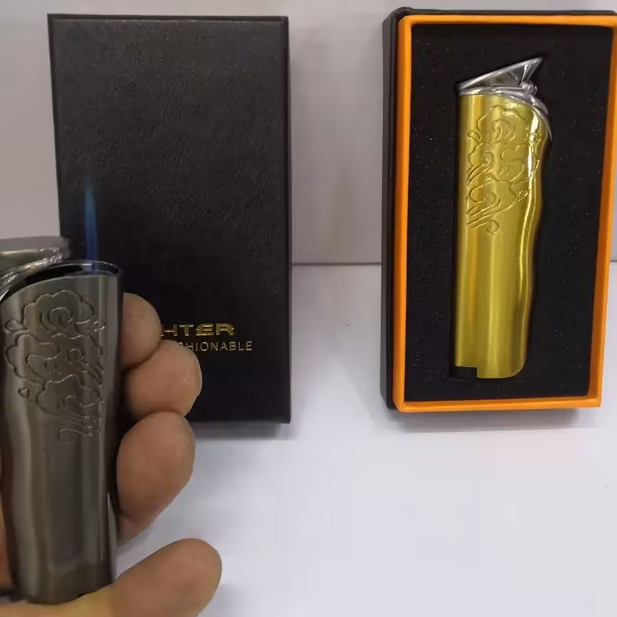 فندک گازی اتمی رنگ طلایی و دودی


