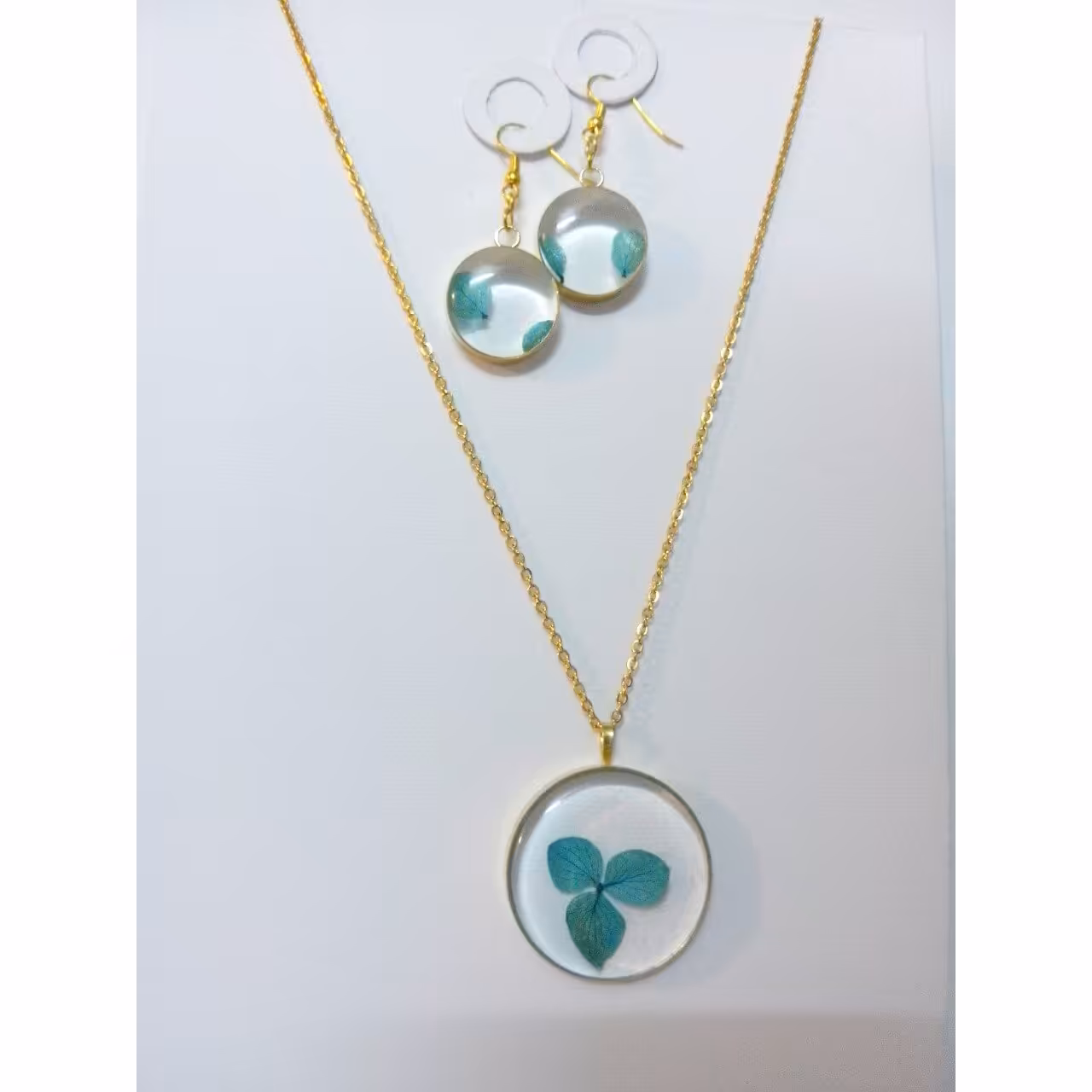 نیم ست رزینی گل فیروزه ای