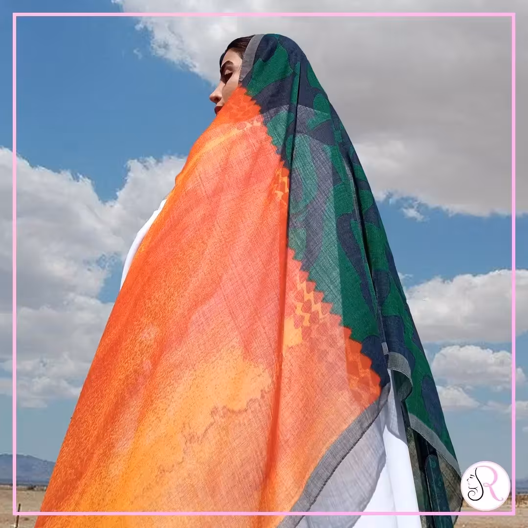 شال نخی دو رنگ مدل آبرنگی (در 6 رنگ متنوع)