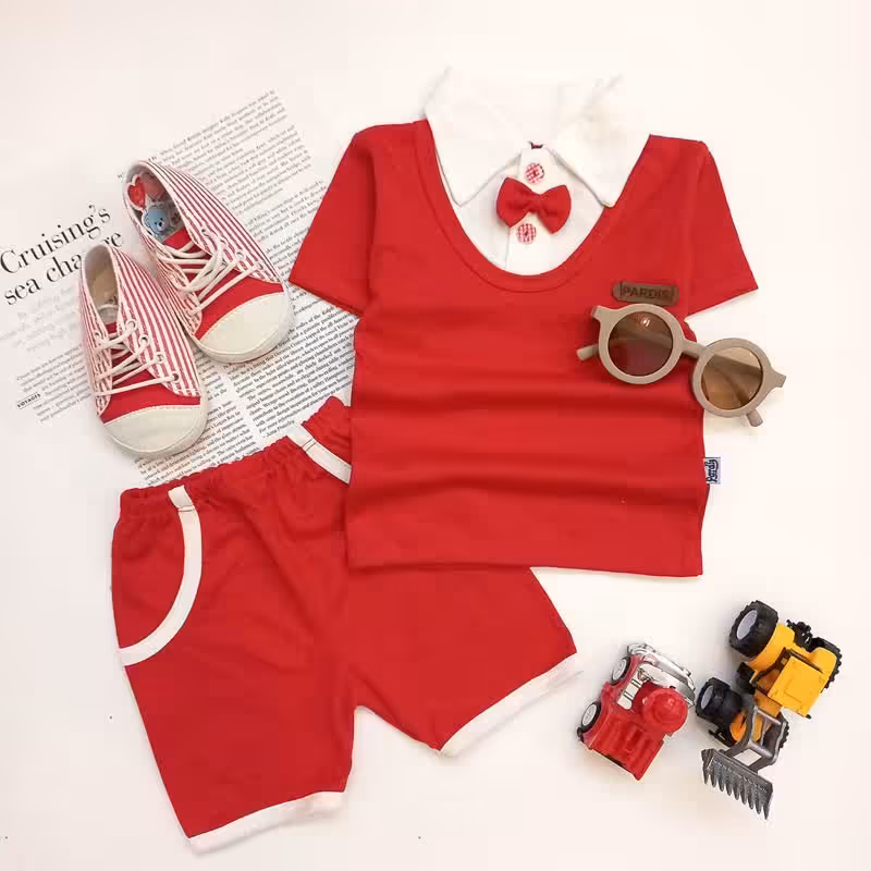 تیشرت شلوارک پسرانه نوزادی قرمز