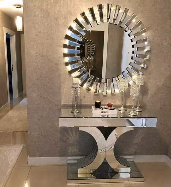 آینه دکوراتیو خورشیدی لوکس نقره ای