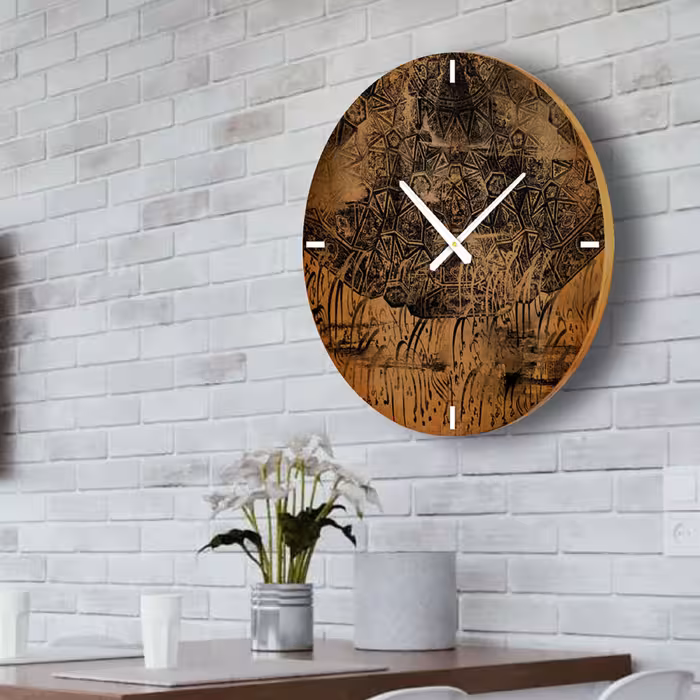 ساعت دیواری چوبی چ مدل cw12 گالری چارگوش