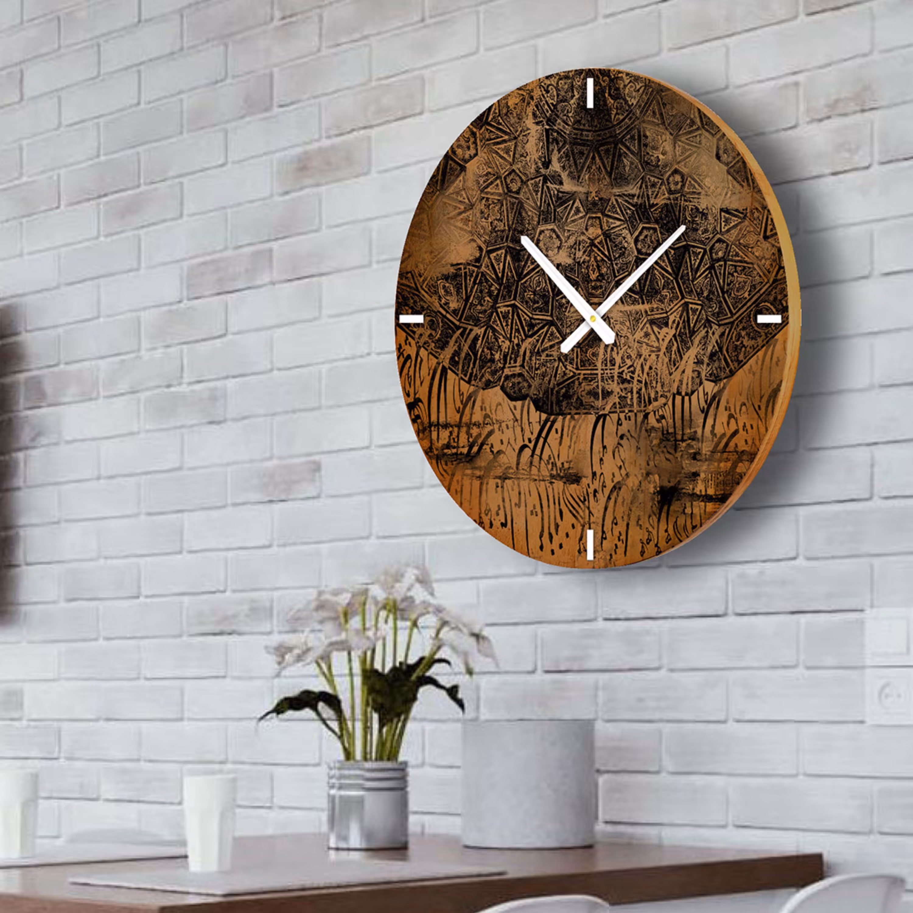 ساعت دیواری چوبی چ مدل cw12 گالری چارگوش