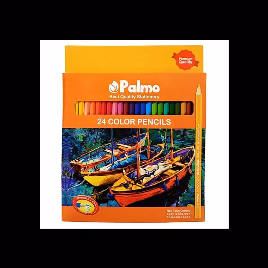 مداد رنگی 24 رنگ جعبه مقوایی پالمو 6 بسته 