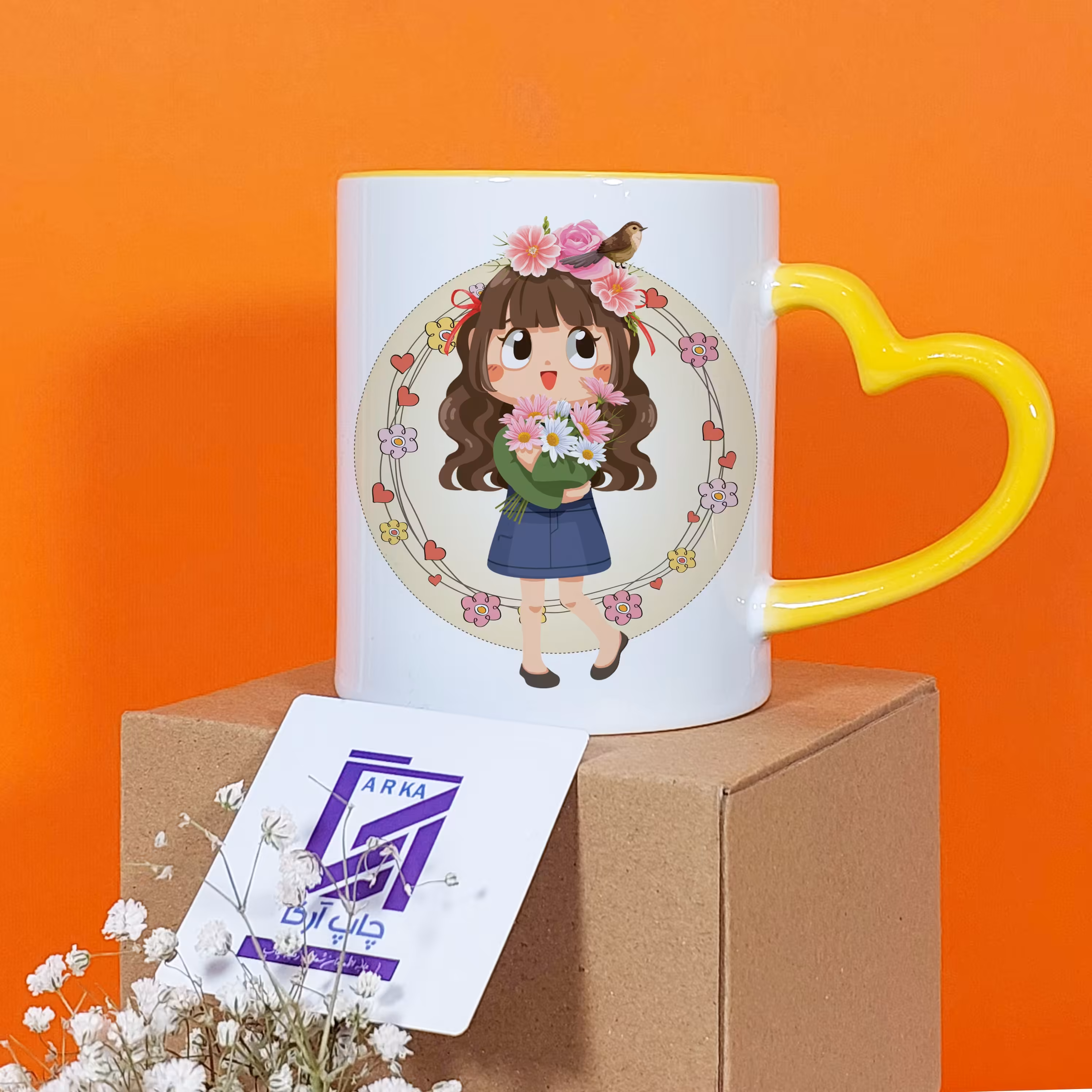 چاپ ماگ دسته قلبی دسته رنگی داخل رنگی با طرح های دلخواه شما بهترین هدیه برای عزیزانتون در روز دختر 