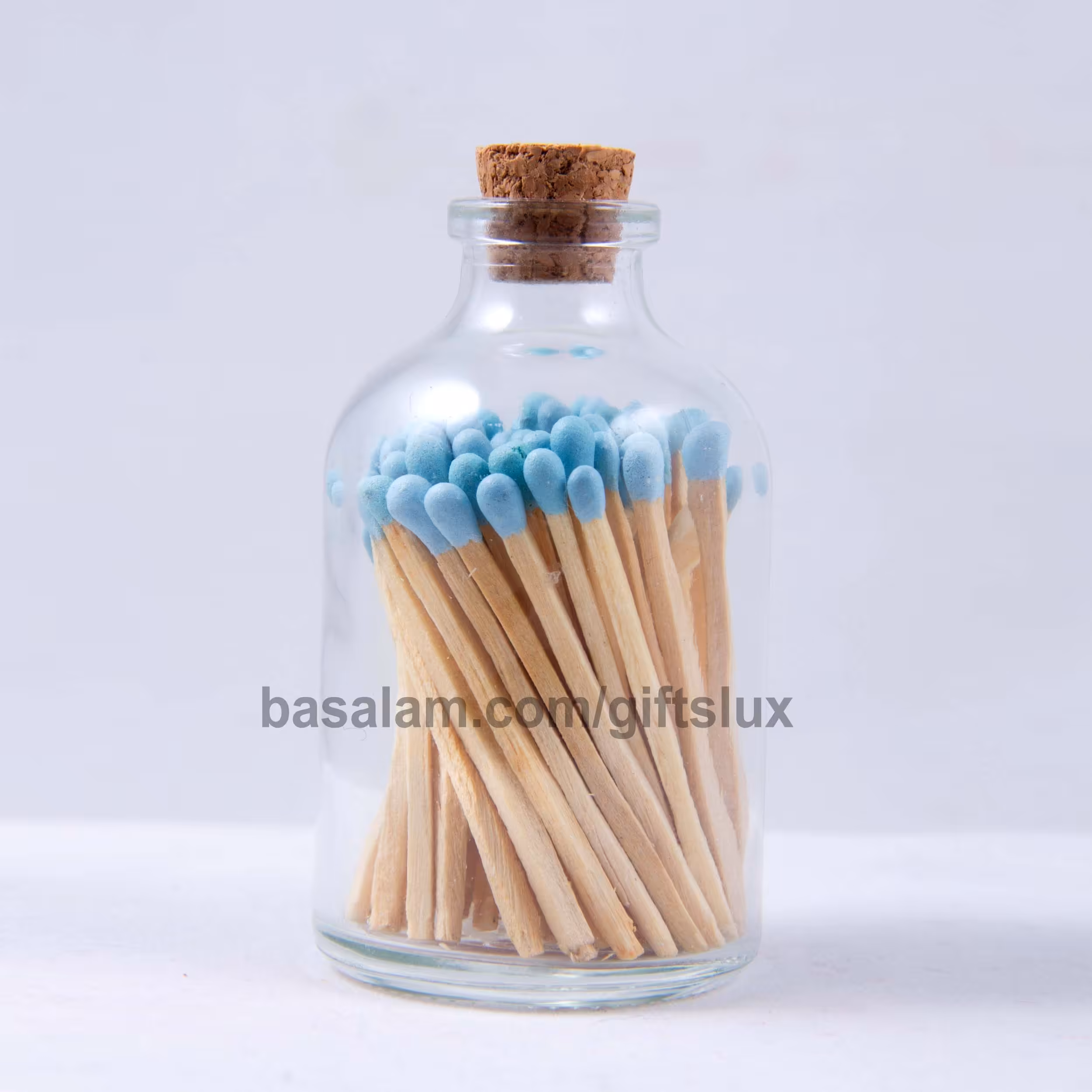 کبریت شیشه ای مدل هدیه رنگ آبی