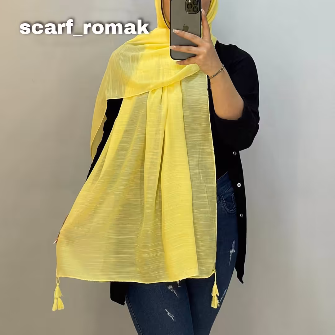 شال  نخ  منگوله دار  قواره دار نازک