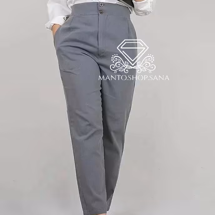 شلوار زنانه مام استایل کتان طوسی 