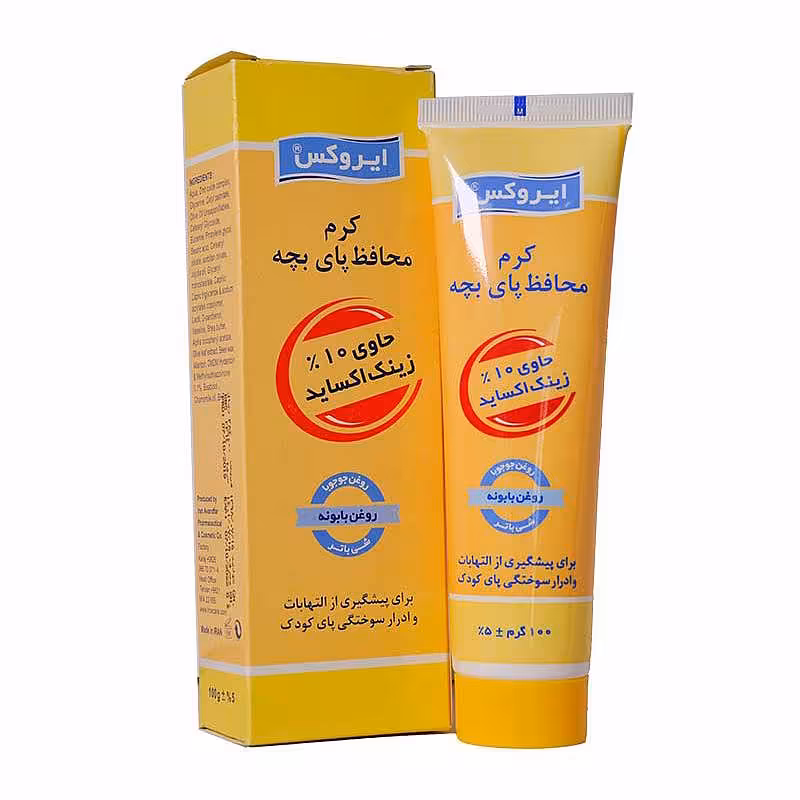 قیمت خرید اینترنتی کرم محافظ پای بچه 10% زینک اکساید ایروکس (زرد) 100 میل | فارموکسین