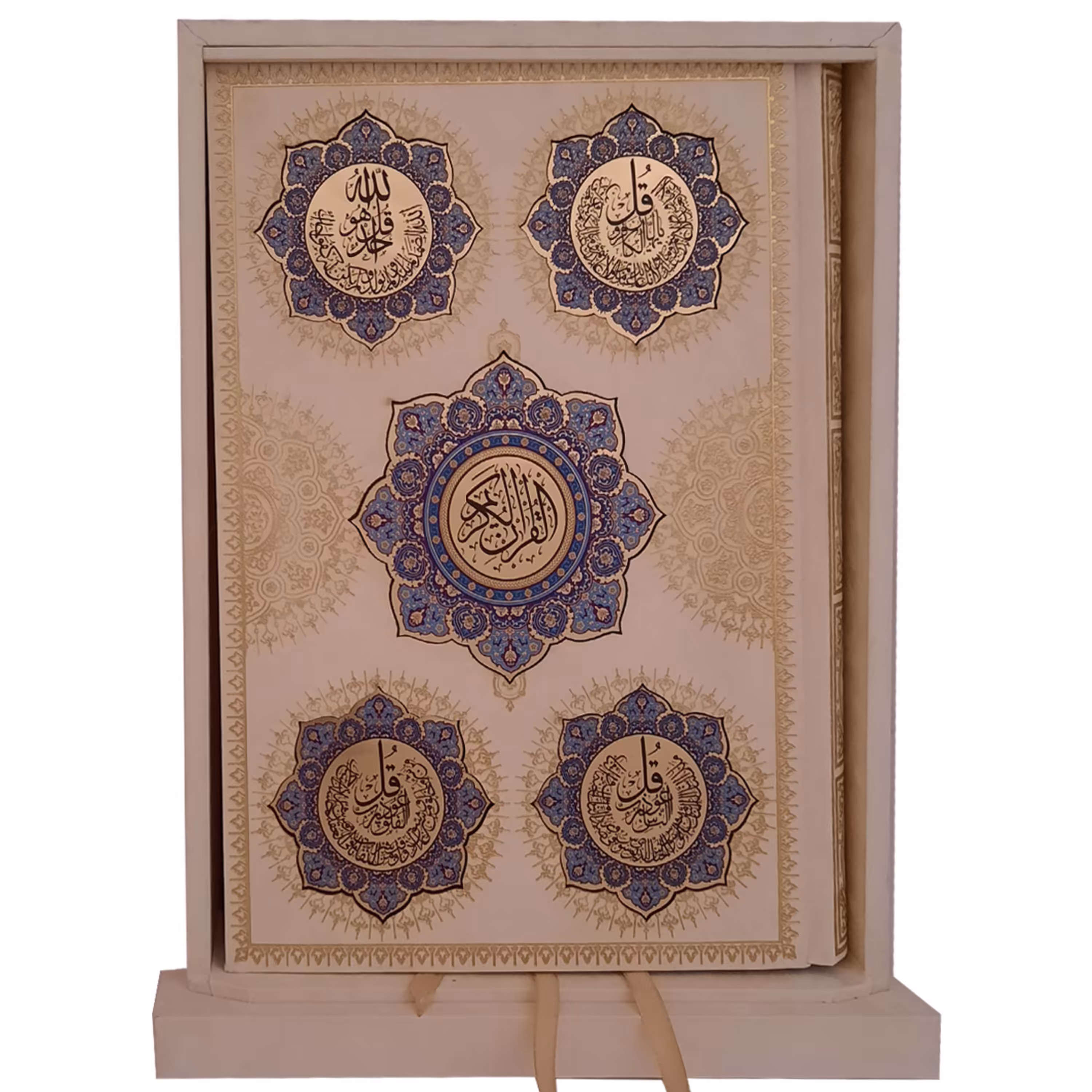 110168- قران وزیری جعبه دار سفید 4قل پلاک رنگی 