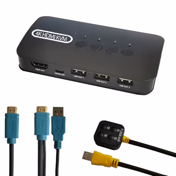 سوئیچ KVM HDMI USB چهار پورت مدل HK401 همراه با کابل