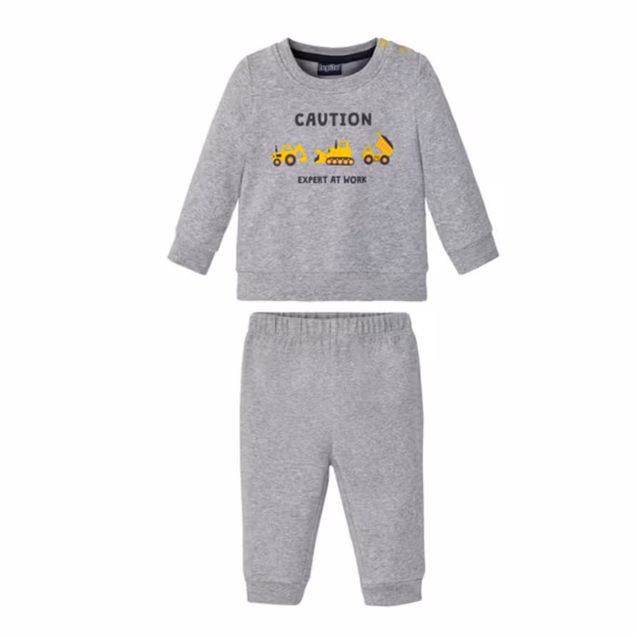 ست بلوز و شلوار  تو کرکی  پسرانه طرح لیفتراک  برند LUPILU  آلمان  سایز 12 تا 24ماه 