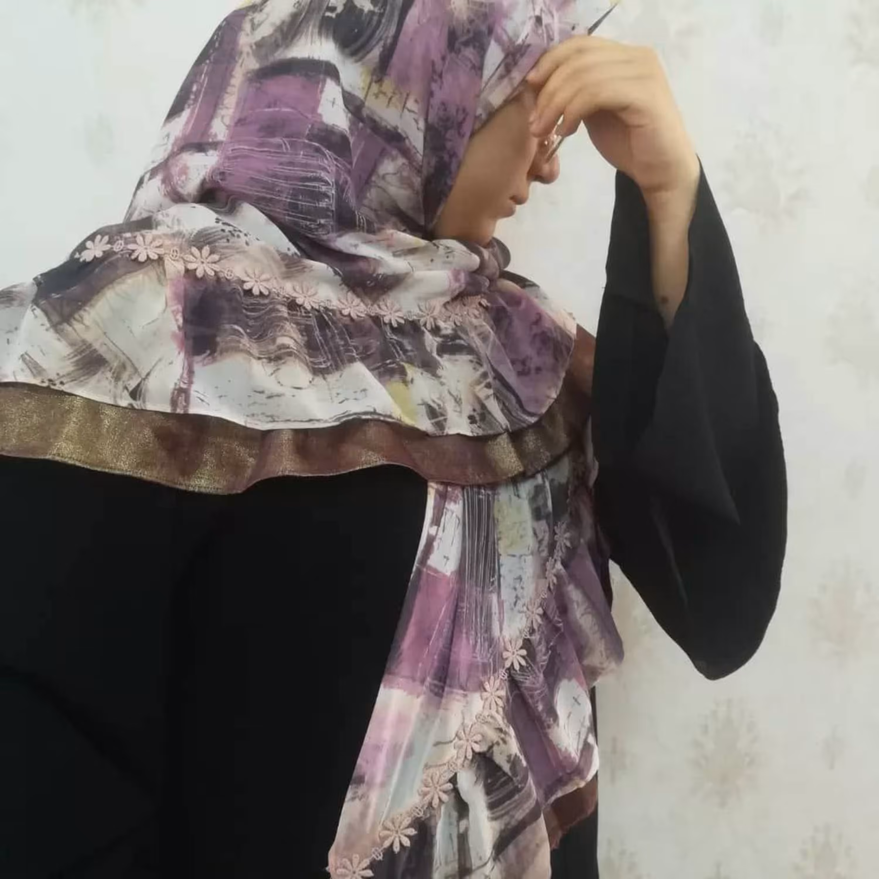 روسری حریر ژرژت بنفش آبرنگی