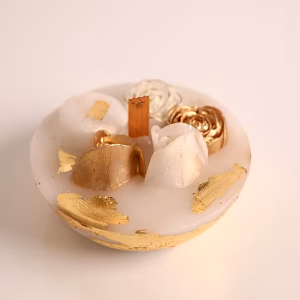 شمع کاسه رز و ماکارون طلایی کد4071